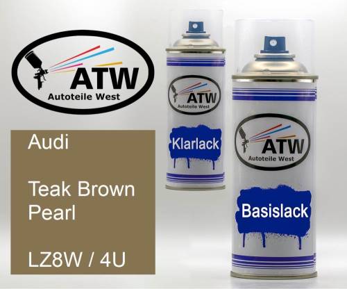 Audi, Teak Brown Pearl, LZ8W / 4U: 400ml Sprühdose + 400ml Klarlack - Set, von ATW Autoteile West.